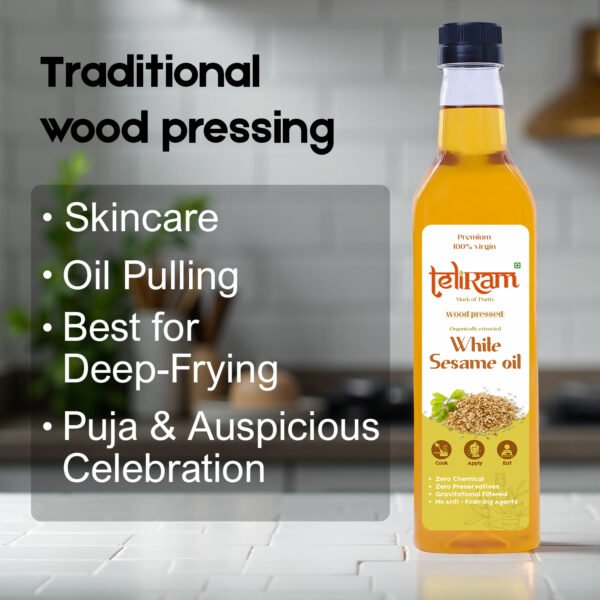 Teliram Wood Pressed White Sesame Oil (1L) - Image 4