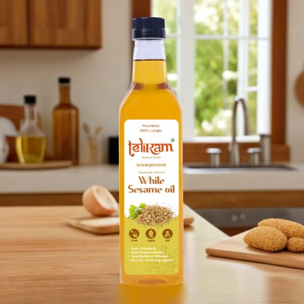 Teliram Wood Pressed White Sesame Oil (1L) - Image 3